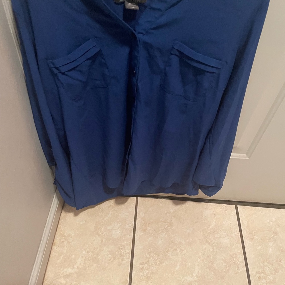 Blue Button-Up Long Sleeve Shirt
